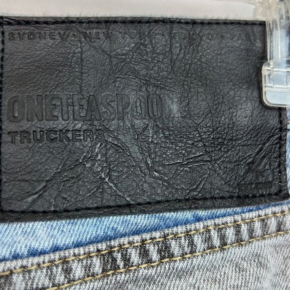 One Teaspoon Trucker style Blue and gray straight leg jeans size 26 - Picture 8 of 14